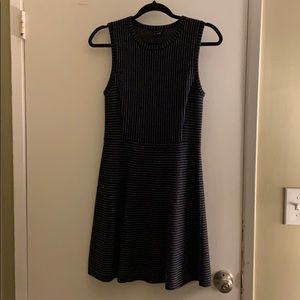 Theory Wool Navy & Grey Striped Dress